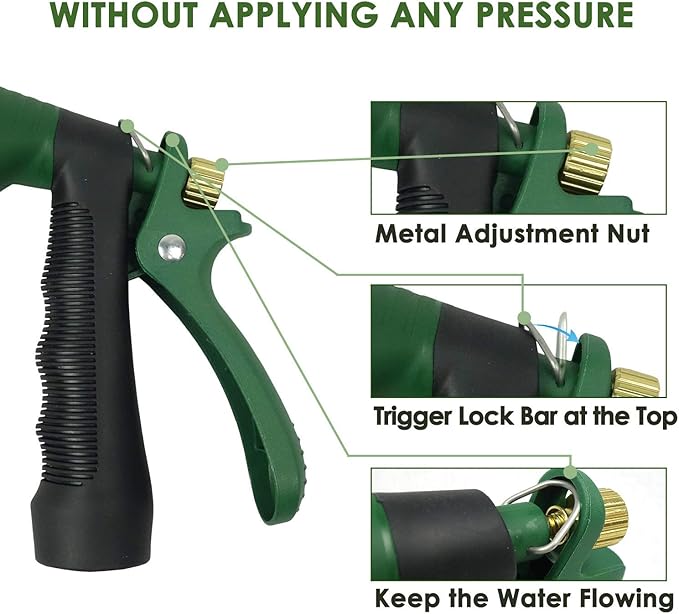 Garden Hose Nozzle Heavy Duty Water Hose Nozzle with Adjustable Watering Patterns High Pressure Sprayer Nozzles, Pefect for Car Washing and Pets Showering
