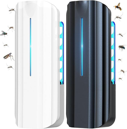 Indoor Fly Trap, Black+White 2 Devices with 20 Refills Fruit Fly Traps for Indoors, Flying Insect Trap Plug in Mosquito Bug Zapper Indoor for Home, Moths Catcher Gnats Traps for House with 9w Blue