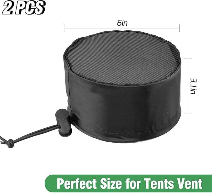2 Pcs Grow Tents Vent Cover - 6" Dustproof Duct Filter Vent Covers with Elastic Band and Fixed Buckle for Plant Grow Tent Accessories
