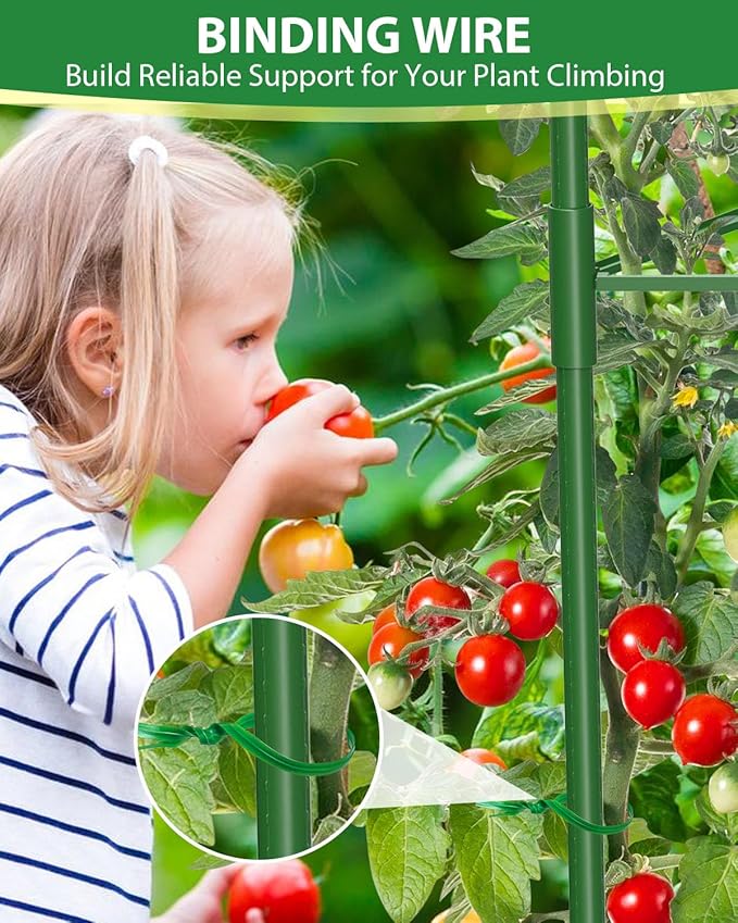 6 Pack Tomato Cages for Garden, 51 Inches Adjustable Tomatoes Plant Stakes Support Cages Trellis, Garden Trellis for Vegetable Flowers Fruits Climbing Plants- 20 Binding Wires Included