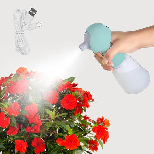 electric sprayer, electric spray bottle, long battery life, portable, USB charging, continuous spray bottle, watering can indoor plants, suitable for gardening and courtyard (blue)