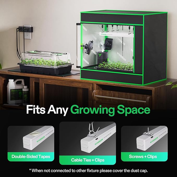 VIVOSUN T5 Grow Lights for Indoor Plants, 5000K Full Spectrum 24W(4 X 6W), 1FT LED Plant Light Strip for Seed Starting, Greenhouse, Hydroponics, SGS Compatible, Linkable, 4-Pack