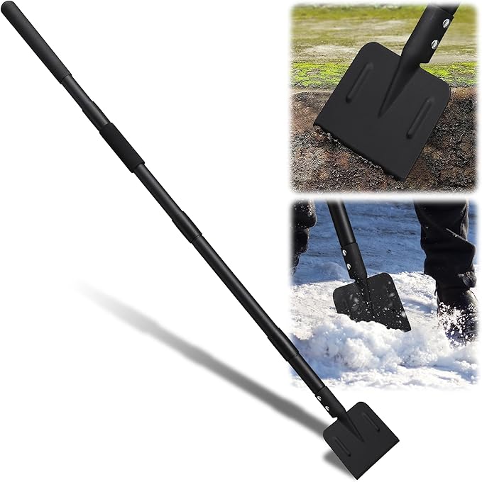 Garden Shovel, Heavy Duty Ice Scraper Long Handle 67", Spade Snow Shovel Weed Remover Gardening Tool for Weeding, Ice Removal, Ground Cleaning and Cutting Through Soil, Walkway Driveway