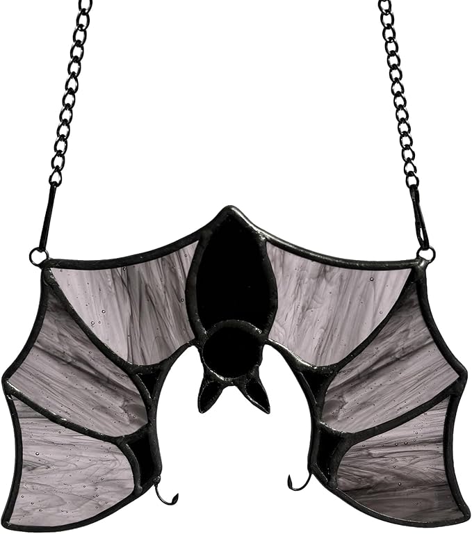 Stained Glass Bat Decor Window Hangings Ornament, Gothic Bat Suncatcher Halloween Decorations Gifts, Handmade Occult Sun Catchers Indoor Window Home Decor