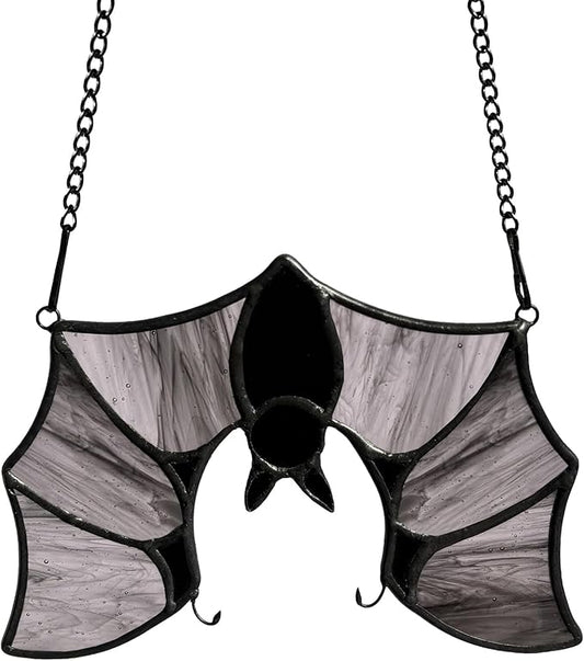 Stained Glass Bat Decor Window Hangings Ornament, Gothic Bat Suncatcher Halloween Decorations Gifts, Handmade Occult Sun Catchers Indoor Window Home Decor