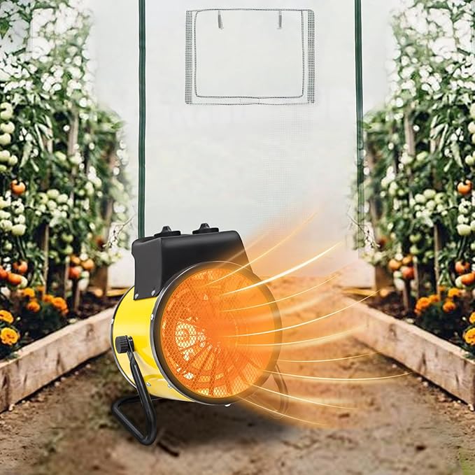 COOS BAY 1500W Portable Electric Space Heater, Outdoor Greenhouse Heater for Grow Tent, Garage, Workshop, Patio, RV – Radiant Heat, Overheat Protection, IPX4 Water Resistant, 1 Pack, Yellow