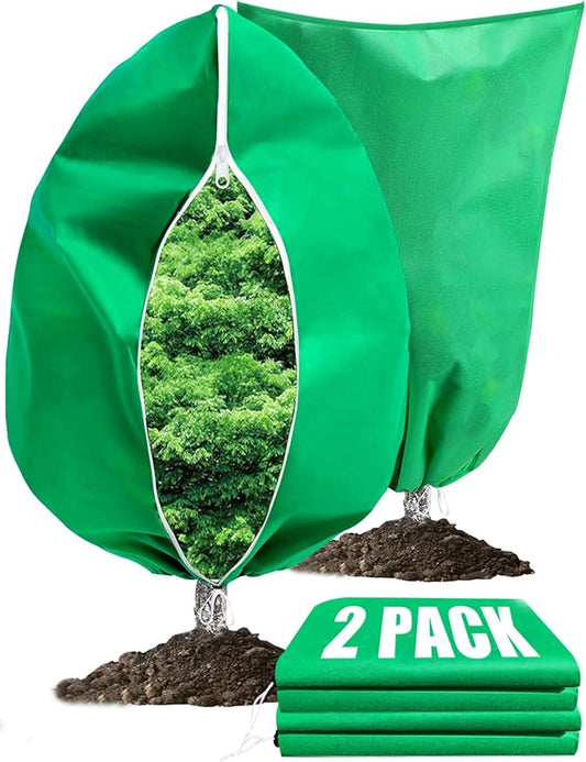 Plant Covers Freeze Protection, 2 Pack Tree Covers for Winter Cold Weather Frost Blankets for Outdoor Plants Fruit Tree, 47.2" X 70.8" Shrubs Trees Jacket Covers Bags with Zipper Drawstring