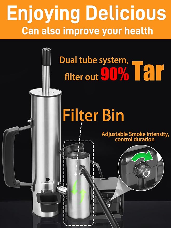 2025 Advanced Cold Smoke Generator, Tube for Pellet Smoker Upgrade, Generator for Gas Grilling, Portable Cordless Electric, Hot or Cold Smoking: Box for Any Grill, Gift for Men Dad Husband Friends