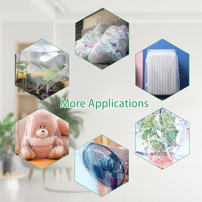 ANPHSIN 6 Pcs Winter Plant Cover Freeze Protection - 23.6" x 31.5" Plastic Plant Frost Bags with Drawstring, Transparent Waterproof Plant Shelter Coverings for Outdoors Garden Potted Plants