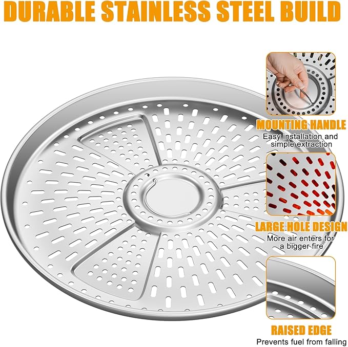 KEESHA Pellet Adapter for Solo Stove Bonfire Stainless Steel Conversion Kit for Smokeless Outdoor Fire Pit, Ideal for Burning Pellets, Diameter: 17.3 in