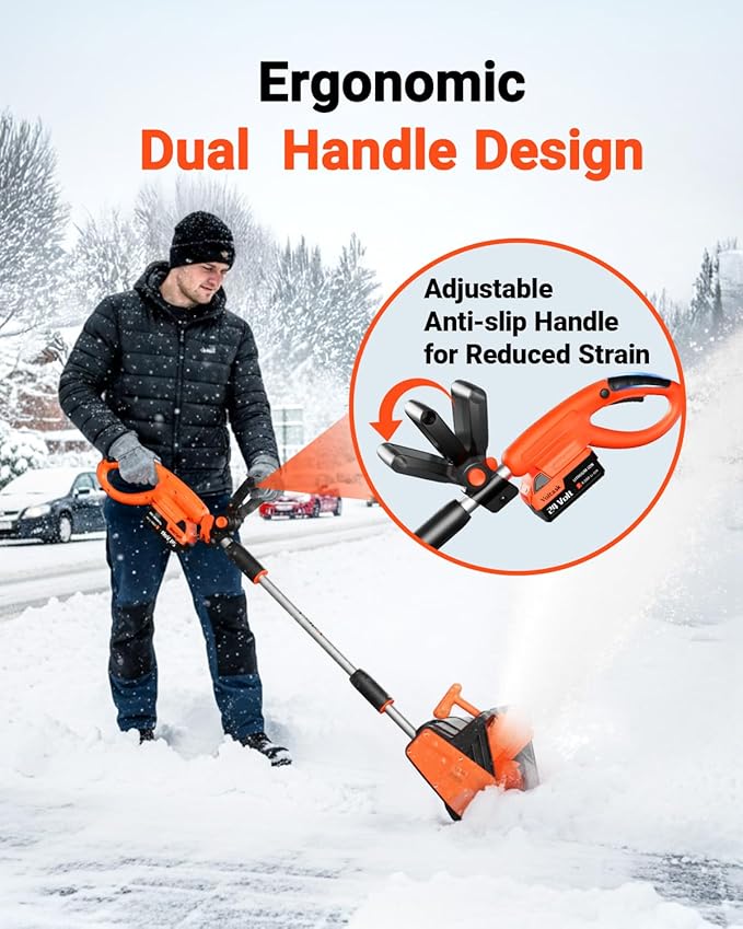 VOLTASK 24V Cordless Snow Shovel, 12.8-Inch Cordless Snow Blower, 4-Ah Battery Snow Blower with Directional Plate & Adjustable Front Handle (Battery & Quick Charger Included)
