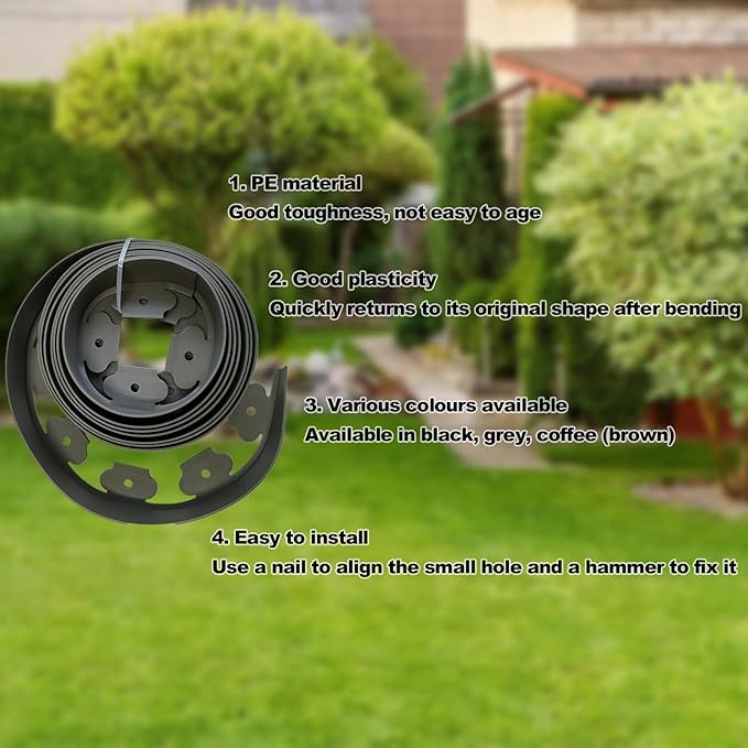 Garden Edging,33ft Landscape Edging Borders Garden Border Edging【4 INCH Hight】 Flexible Lawn Edging Include 30 Stakes,Paver Edging for Yard, Lawn, Gardens(Grey)