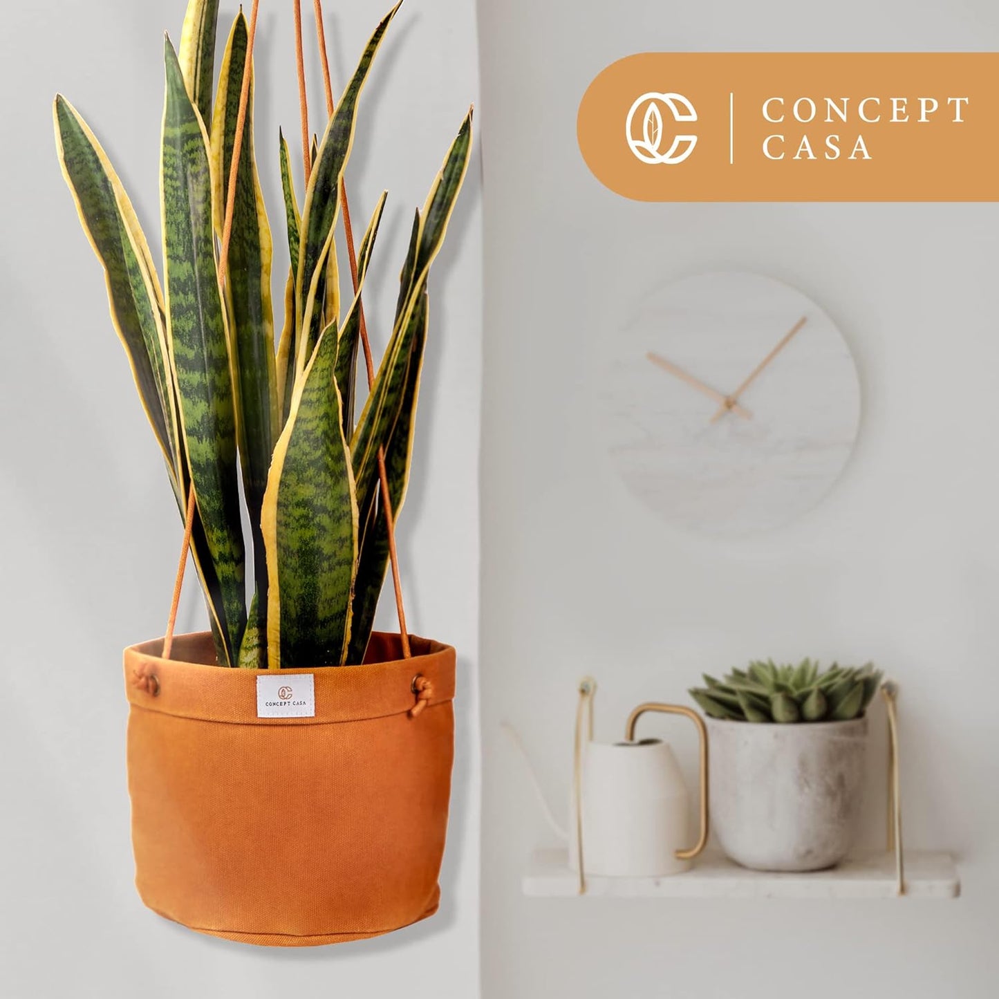 Large Waxed Canvas Handmade Hanging Planter for Indoor/Outdoor Plants, Hanging Basket Plant Holder Dijon Yellow with Hook