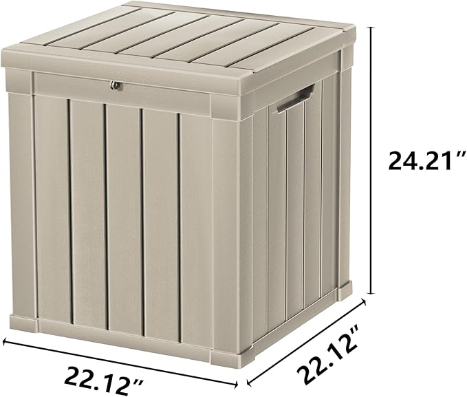 50 Gallon Double-Wall Resin Deck Box - Lockable Waterproof Outdoor Storage Box, 515lbs Capacity & Doubles as Seating for Patio Furniture - Garden Tools, Pool Accessories (Brown)