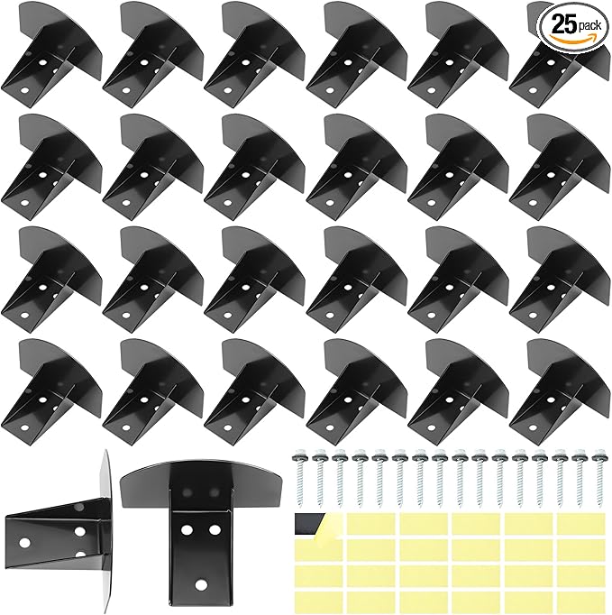 25 Pcs Snow Guards, Roofs Snow Guards, Stainless Steel Snow Stops, Prevent Sliding Ice Snow Stop Buildup with Adhesive Gasket and Screws for Metal Roofs Steel Roof Winter Supplies (Black)