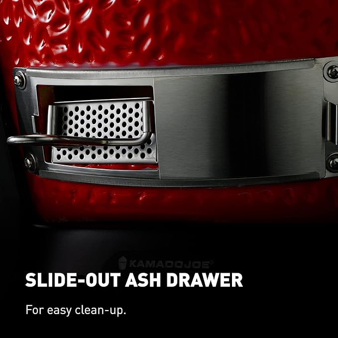 Kamado Joe Classic Joe Series II 18-inch Ceramic Charcoal Grill and Smoker with Cart, Side Shelves, Stainless Steel Grates and 250 Cooking Square Inches in Red, Model KJ-23RHC