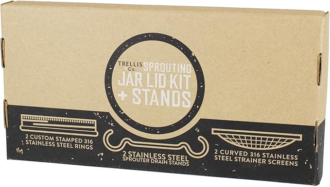 | Stainless Steel Sprouting Kit, 2 Pack & Sprouting Stands | Rust Proof 316 Stainless, Curved Mesh, Fits Most Wide Mouth Mason Jars | Grow Your Own Organic Sprouts From Seeds, Sprouter