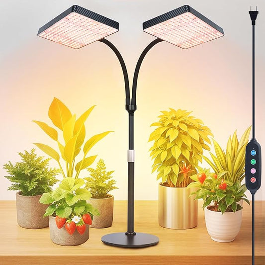 50W Table Top Grow Lights for Indoor Plants, Seed Starting, Bonsai with Timer Auto On/Off, 5000 Lumen Enough Bright Like A Small Sun for Your Jungle, Daisy Chain Function, 16"-24" Height Adjustable