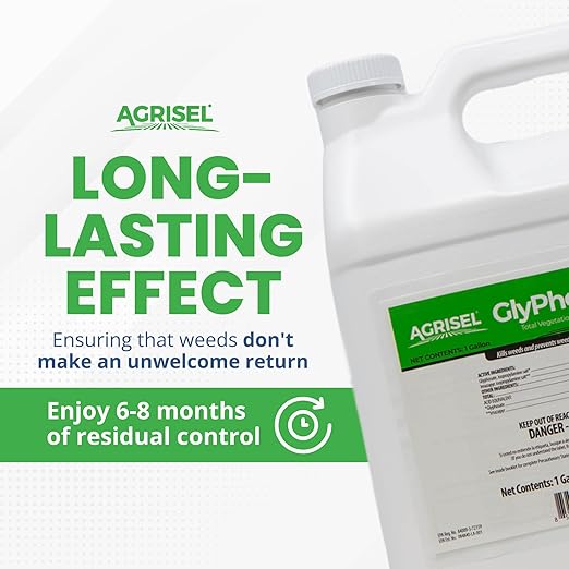 GlyPhoSel Plus Weed Killer, Post Emergent, Long-Lasting Action, Eliminates Tough Weeds from Leaf to Root, For Non-Crop Areas, Pet Safe, Includes 3-pack of Agrisel Protective Gloves, 128 Ounces