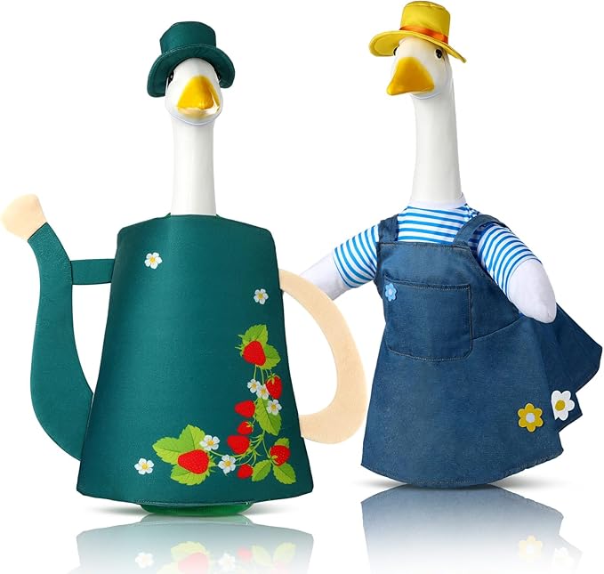 Frienda 2 Set Garden Porch Goose Outfit Clothes for 23" High Cement or Plastic Goose, Garden Yard Cement Geese Duck Clothes Costume for Fall Halloween Outdoor Yard Patio Decor