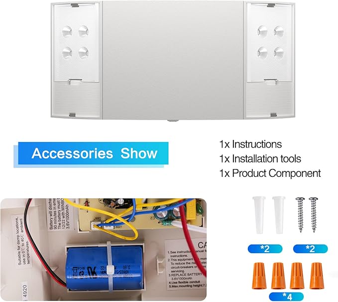 Spectsun 8 Pack LED Emergency Lights with Battery Backup - Two Square Head White Commercial Emergency Exit Light Fixtures - UL Listed - AC 120/277V - Hardwired for Business/Home