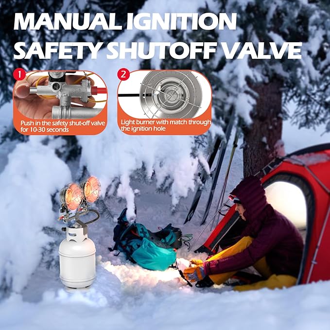AgiiMan Propane Heater - 30000 BTU Portable Tent Heater, Camping Gas Heaters and Stove, Patio Heaters with Shut-off Valve and Tip-over Switch for Outdoor/Indoor Ice Fishing Hiking (Tanks Not Included)