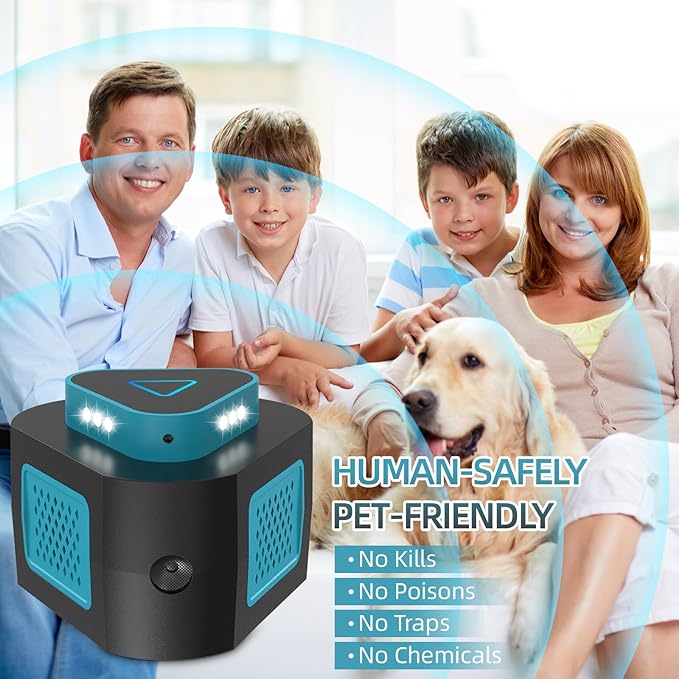 2025 360°Ultrasonic Pest Repellent Plug in,Indoor Pest Control for Rodent Mice Rat Spider Ant Bug Squirrel Bats Roach,4 Mode Switching Mouse Repellent Device for Basement House Garage Kitchen(2pcak)