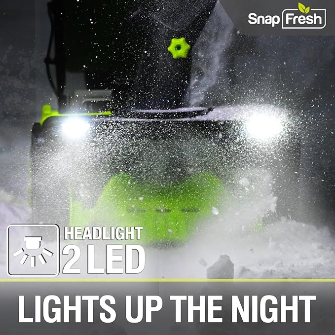 SnapFresh Electric Snow Blower Cordless - 2 x 20V 20 Inch Brushless Snow Blower with 5.0Ah Battery x 2 and Fast Charger, Built-in Dual LED Headlights