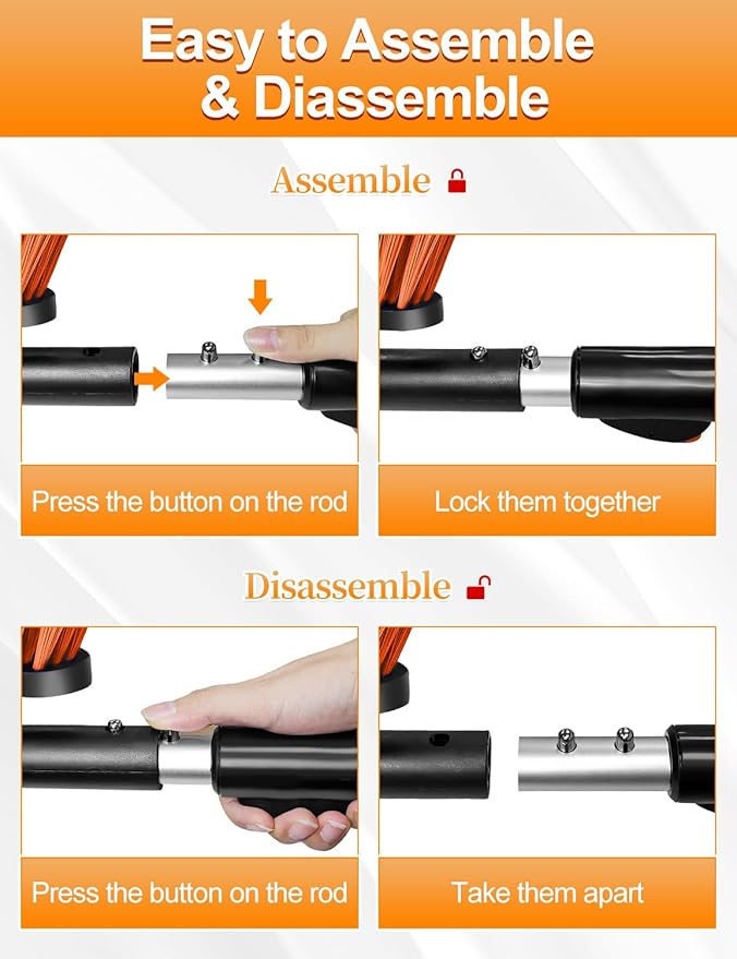 HEEYA Car Ice Scraper with 12.6 Inch Large Brush Head, Snow Brush and Ice Scraper for SUV Windshield Window, Extendable Snow Scraper for Truck Automobile Vehicle - Orange