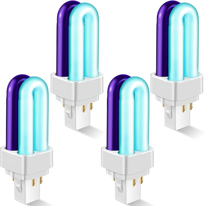 Qualirey 4 Pack 41050 7W Replacement Bulb, Upgraded 2 Color Mosquito & Insect Trap Bulb, Compatible with Dynatrap DT1050 DT1100 DT1250, 5000H Life, 360 Beam Angle