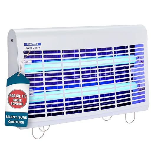 Flowtron Portable Indoor Fly Trap| Electric Insect Killer for Flies & Gnats with Dual Lure Method 30W UV Light & Pheromone Attractant | Sticky Strips, 500 Sq Ft for House & Restaurants