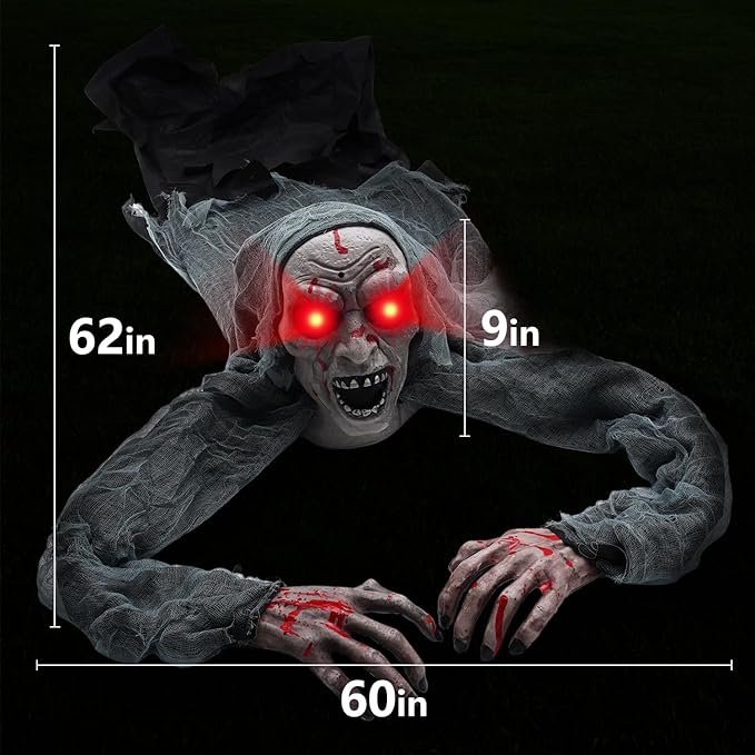 Halloween Light-Up Animated Zombie Groundbreaker with Creepy Sound for Halloween Outdoor,Lawn,Yard,Garden,Patio Decorations