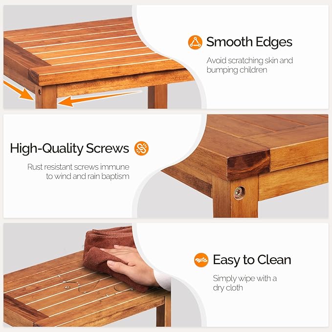 VINGLI 2-Tier Solid Wood Outdoor Side Table, Weather-Resistant Patio End Accent Table Wooden Coffee Table for Garden, Balcony, Porch