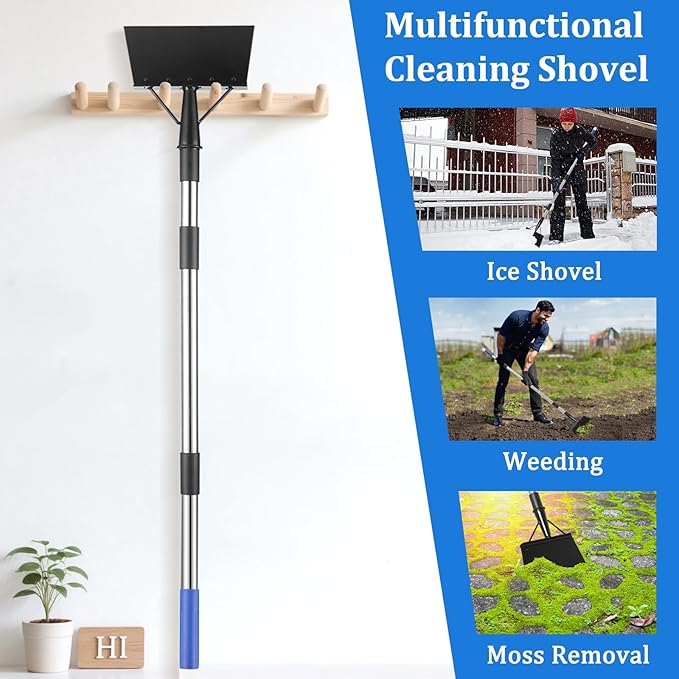 Garden Flat Shovel,Heavy Duty Weeding Tools Gardening,57 Inch Multifunctional Garden Cleaning Shovels, Floor Scrapers Long Handle,Metal Weeding Scraper for Lawn Edging, Ice Scraper, Snow Shovel