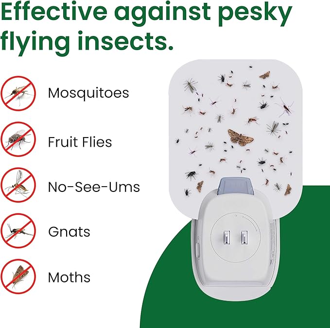 Aspectek Sticky Fly Insect Trap for Indoor, Plug-in Blue Light Bug Control with 12 Packs of Sticky Glue Pads, Night Light UV Attractant Catcher for Home,White (2 Pack)