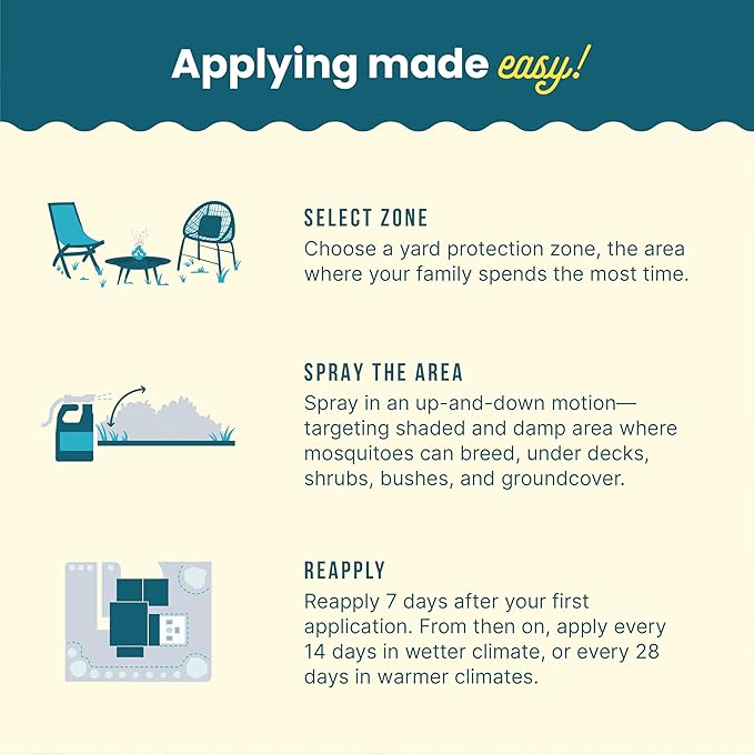 Sunday Mosquito Deleto - Mosquito Repellent & Bug Control Spray - Concentrated Lemongrass & Cedar Oils - for Mosquitoes, Fleas, & Ticks - Lasts up to 4 Weeks - Hose-On Sprayer, 32 Fl Oz