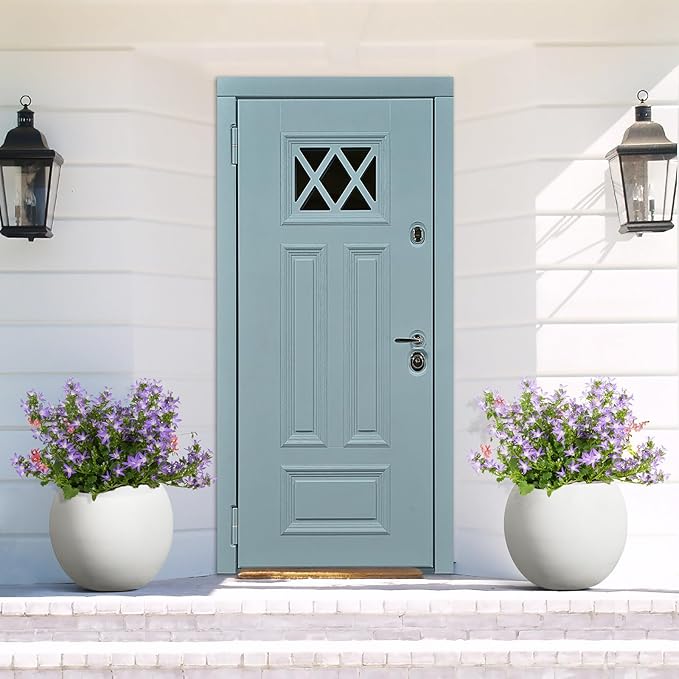 YOLENY 17.7'' Dia Large Round Planter with Drainage Hole, Sphere Planter Outdoor Indoor Plant Flower Pot with Rubber Plug for Garden Patio Balcony Home, White