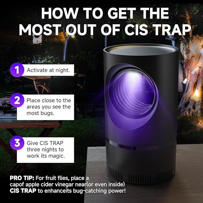 Flying Insect Trap, Fruit Fly Trap for Indoors, Fly Traps Indoor for Home Gnat Traps House Indoor, Bugs Trap with Super Strong Suction and Quiet Operation, 5 Sticky Glue Boards