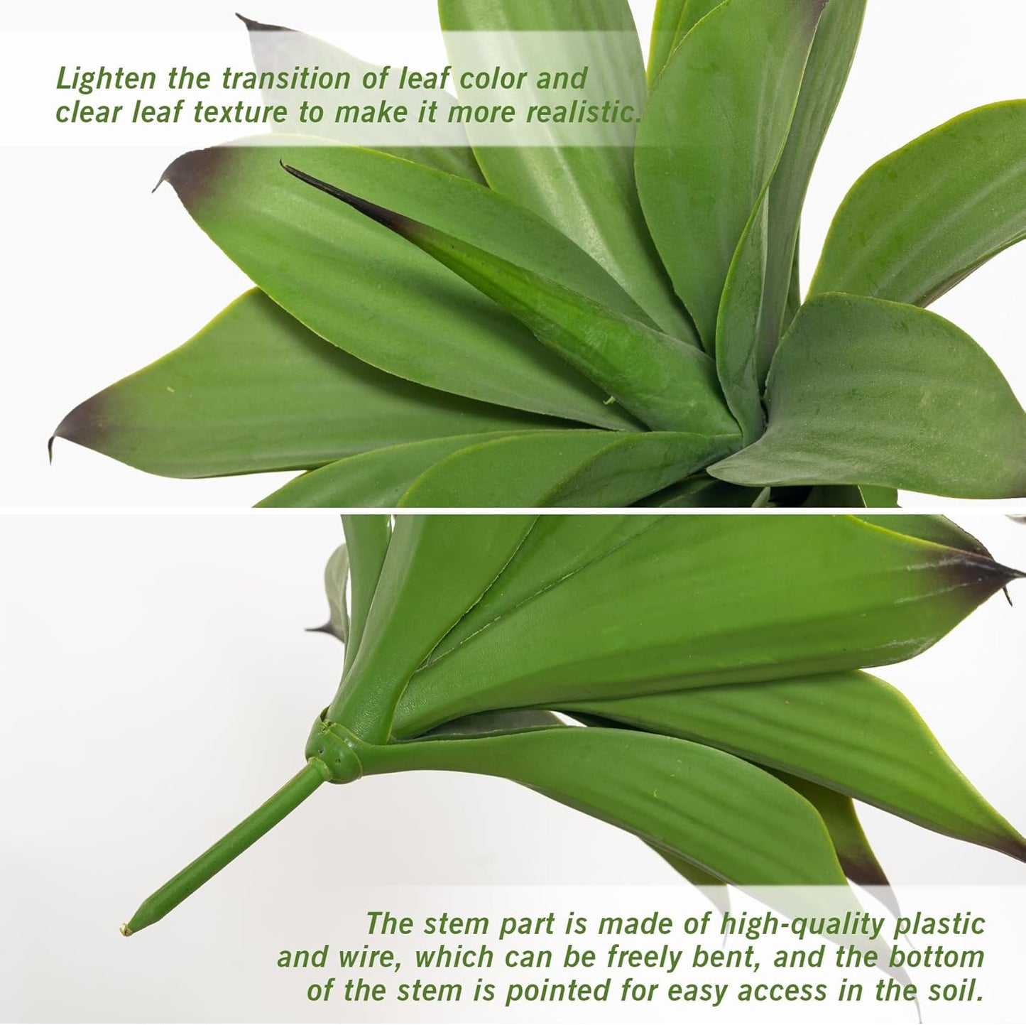 Fake Plants Artificial Agave Plants,Large UV Resistant Fake Agave Planters for Indoor and Outdoor Decorating Tropical Plant Succulents Greenery Indoor Decor13.8 (2Pack, Dark Green)