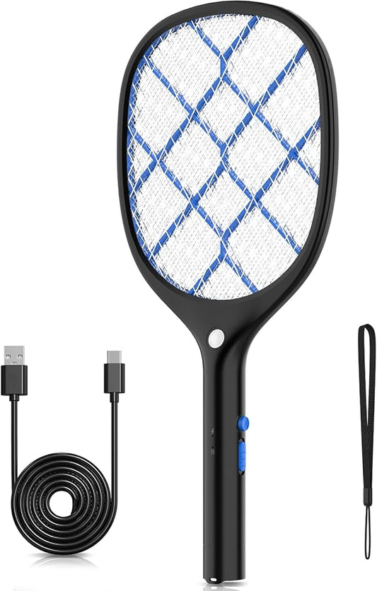 YISSVIC Electric Fly Swatter Bug Zapper Racket 4000V Rechargeable Mosquito Killer with LED Light for Indoor Home Office Backyard Patio Camping