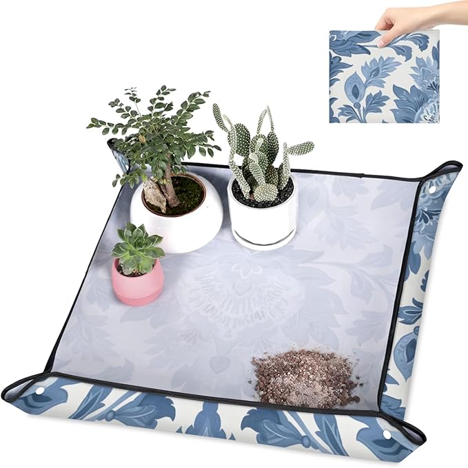 Flower Aztek Foldable Garden Hand Transplanting Succulent Tools,Waterproof Thickened Repotting Mat Plant Tag, Miniature Planting Indoor Fairy Care,Potting,Cactus,Houseplant Bonsai Tool Kit Gift