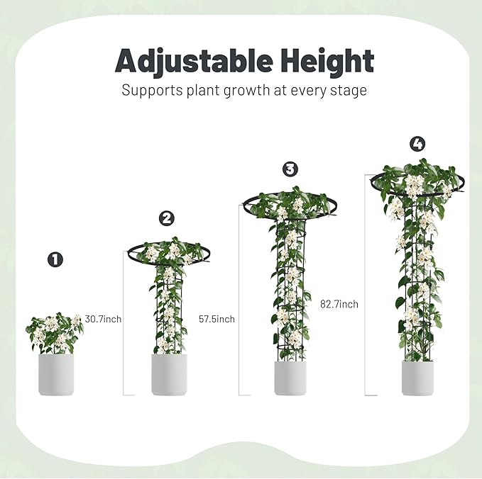 Garden Trellis for Climbing Plants Outdoor, 6.9FT Tall Metal Obelisk Trellis, 82.7" Umbrella Trellis for Potted Plants, Mushroom Top Trellises for Vines, Rose, Clematis, Pea, Bean, Tomato