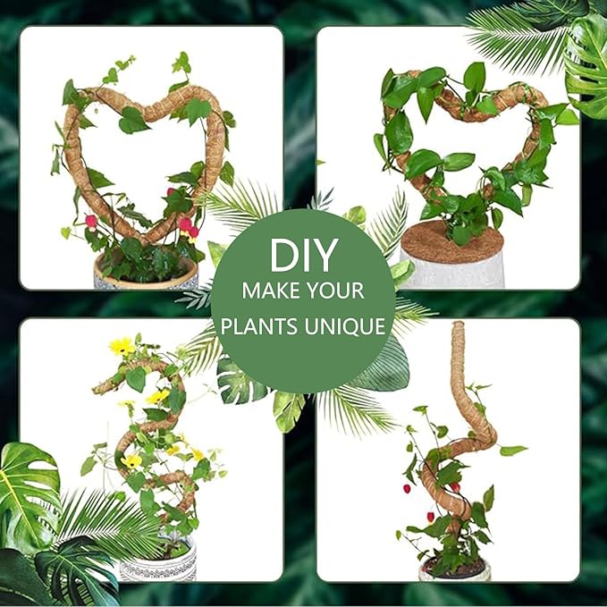 4 Pack 28'' Bendable Moss Pole Plant Stand for Indoor Climbers - Stakes for Potting Climbers - Free Garden Tie Tall Pole Indoor Planter for Home Potting - Potting Accessories