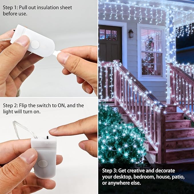 VOOKRY 8 Pack 30 LED Fairy Lights Battery Operated String Lights - 10 ft Mini Silver Wire Firefly Starry Moon Lights for DIY Crafts Wedding Party Table Centerpieces Bedroom Christmas(Cool White)