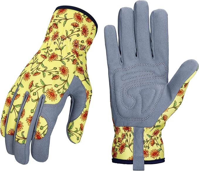 Bamllum Leather Gardening Gloves for Women - Working Gloves for Weeding, Digging, Planting, Raking and Pruning