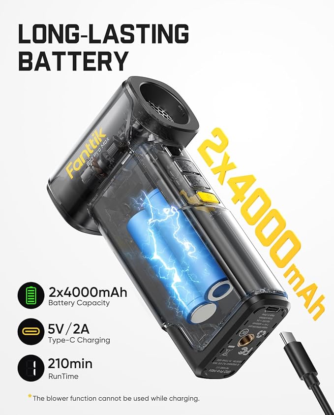 Fanttik B10 Pro Max Electric Air Duster, 130000RPM Brushless Motor, Compressed Air Duster, 6 Gears Adjustable, One-tap Booster, 28.8Wh Rechargeable Battery, Electric Duster for PC, Car, House, Outdoor