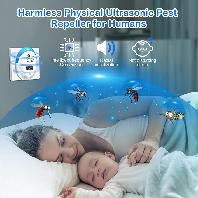 Ultrasonic Pest Repeller Indoor, Mouse Repellent, Pest Control, Pest Repellent for Home,Kitchen, Office, Warehouse, Hotel 6 Packs