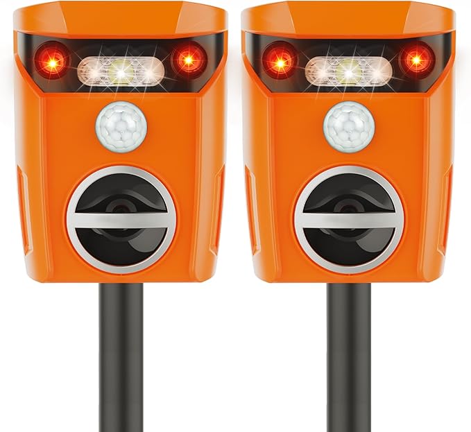 X-PEST 2 Packs Solar Animal Repeller Outdoor Ultrasonic Dog Squirrel Repeller Deterrent with LED Flashing Light Waterproof Deer Repellent Devices for Yard Lawn Farm Garden