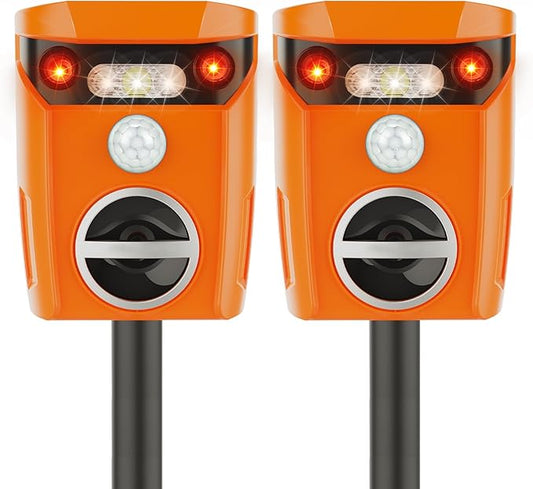 X-PEST 2 Packs Solar Animal Repeller Outdoor Ultrasonic Dog Squirrel Repeller Deterrent with LED Flashing Light Waterproof Deer Repellent Devices for Yard Lawn Farm Garden