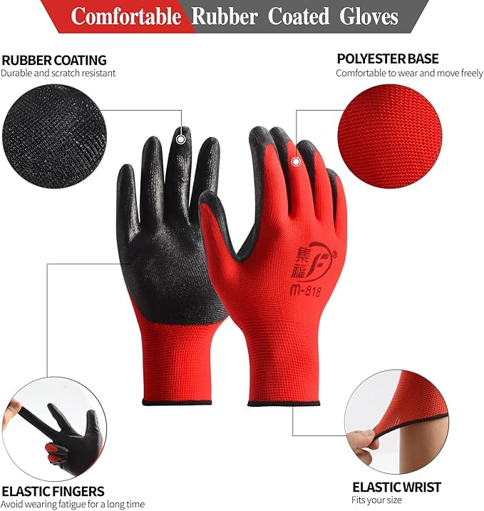 90 Pair Gardening Gloves for Men Women, Breathable Rubber Coated Garden Gloves Working Gloves for Gardening, Construction